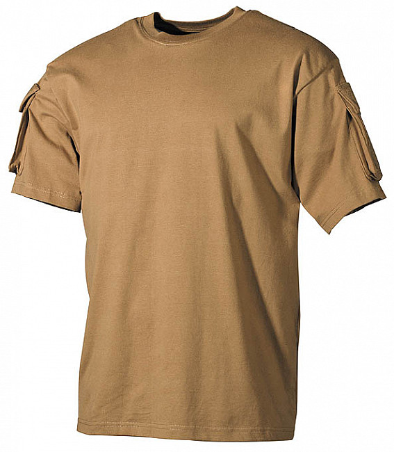 Armádní triko s ramenními kapsami, COYOT